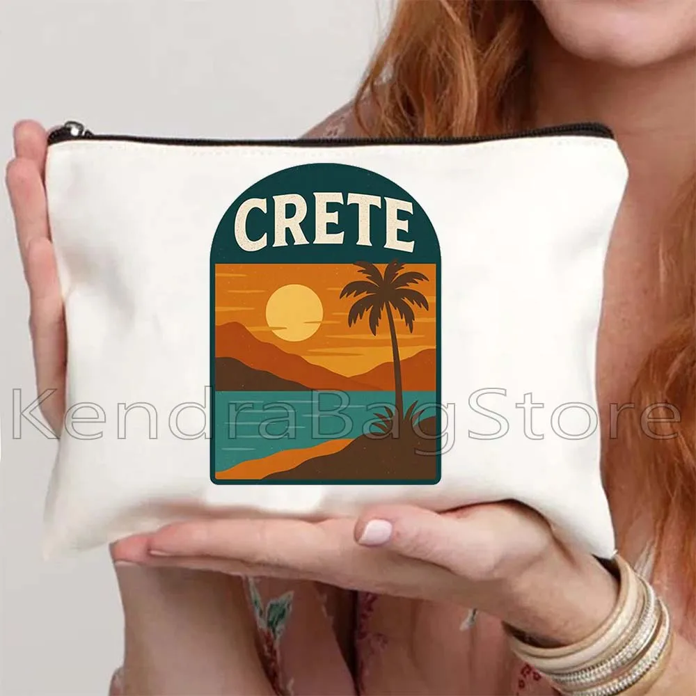 الجمالية ناكسوس كريت اليونان سانتوريني شاطئ الغروب لطيف قماش حقيبة مستحضرات التجميل ماكياج المرحاض حقيبة مقلمة الحقيبة المحمولة