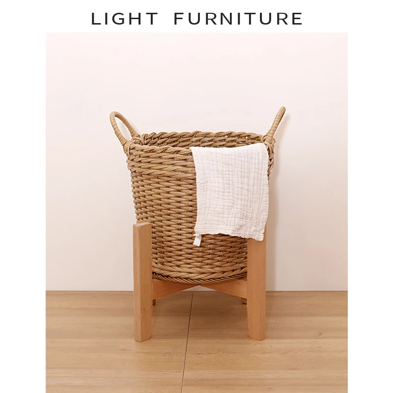 

Rattan-like Woven Laundry Basket Overnight Clothes Raccoon Woven Storage Basket Sundries Basket