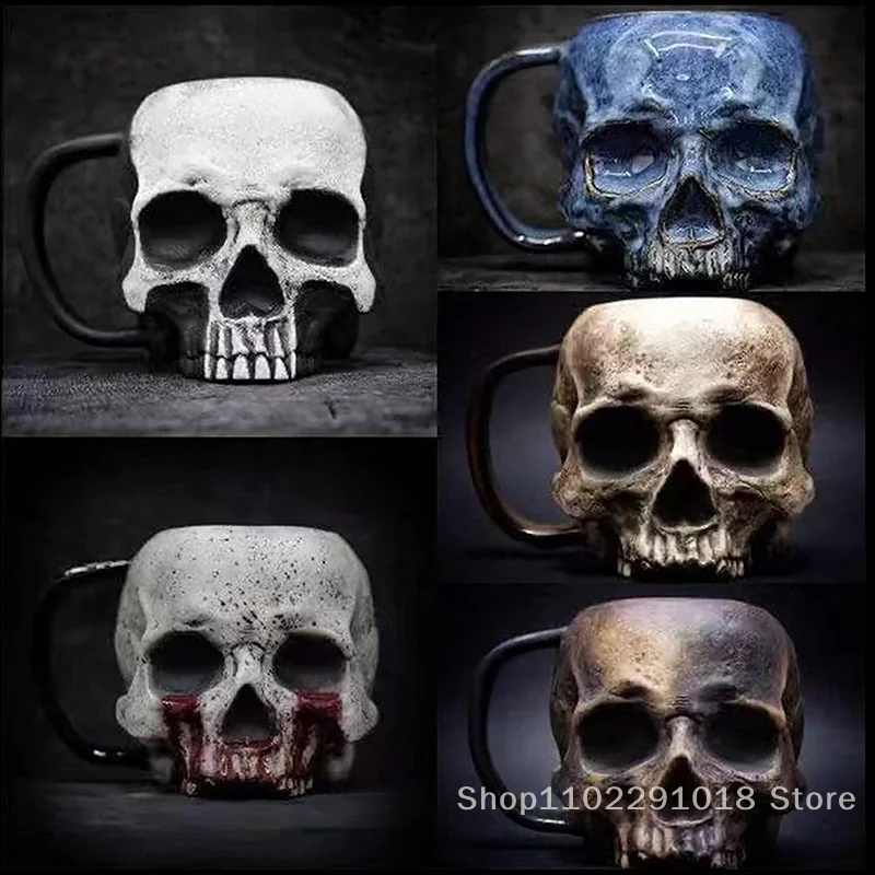 2025 New 17oz Resin Skull Beer Cup Viking Warrior Skull Mug Tankard Medieval Skull Drinkware Mug For Coffee Beverage Juice