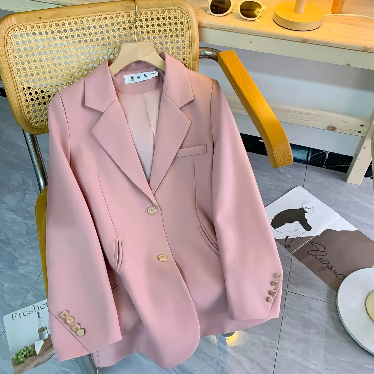 New Women High-end Suit Jacket 2025 Spring Autumn Casual Temperament Suit Coat Korean Loose Women Blazer Pink Coat Top For Women