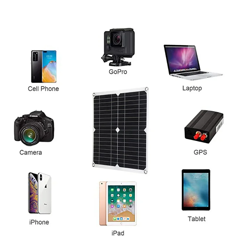 500W New Solar Panel Factory Direct Sales Portable Photovoltaic Power Generation Panel Mobile Charger Mobile Power Supply 5V12V