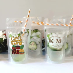 Personalized Customiz 500ML Party Drink Pouches Transparent Plastic Reusable Bachelorette Party Favors Bridesmaid Drink Pouches