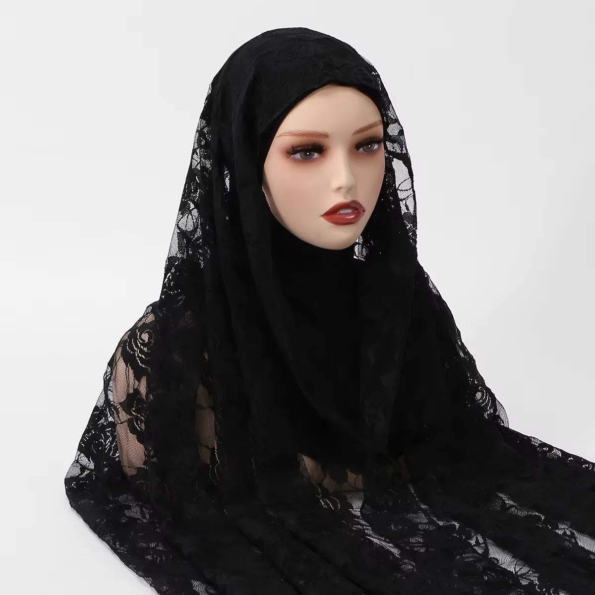 New Lace Flower One Piece Amira Underscarf Jersey Inner Hijab Hat Turban Bonnet Women Muslim Headscarf Shawl Wrap Turbante Mujer