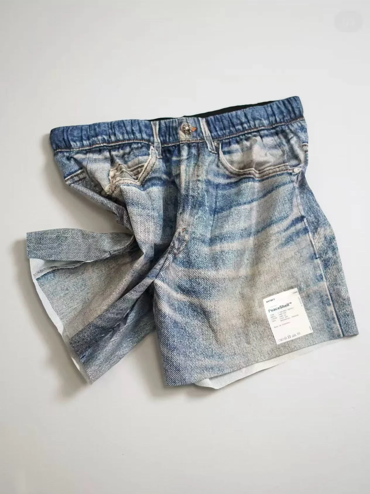 Satisfy running imitation denim quick-drying running fitness quarter pants technology breathable sports shorts