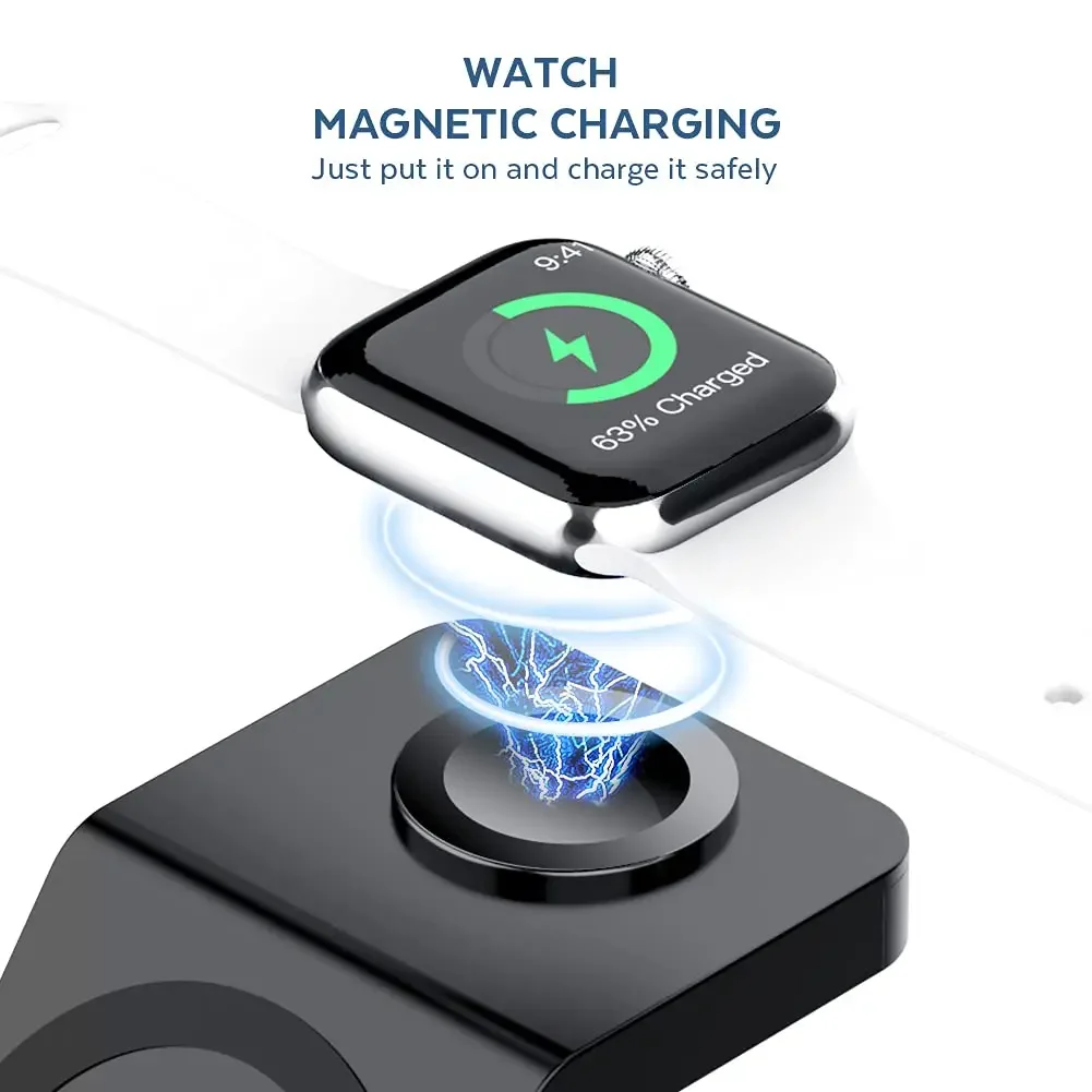 3 In 1 Wireless Charger Stand Mobile phone Holder For iPhone 16 15 14 13 Pro Max iWatch AirPods Fast Charging Station