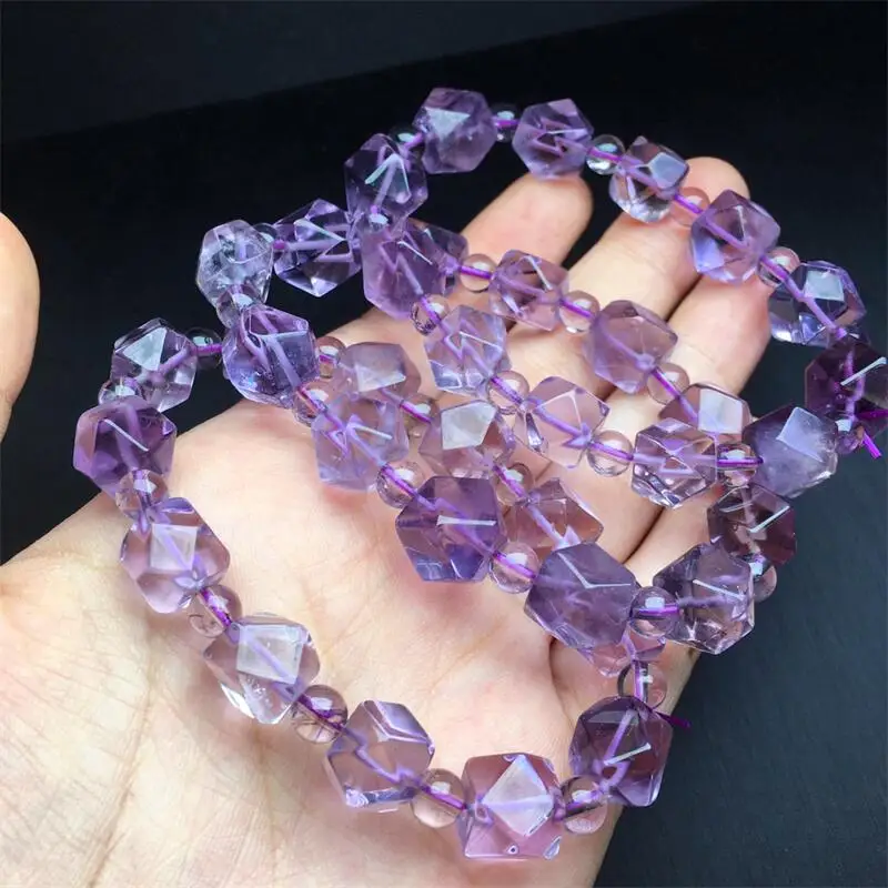 105-ミリメートル天然アメジストファセットビーズブレスレットファッションパーソナライズ男性女性ホリデー絶妙なクリスマスギフト-1-個