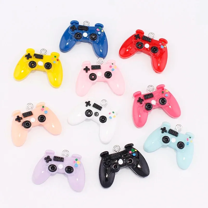 10Pcs 23MM Gamepad Resin Charms Diy Findings Kawaii 3D Phone Keychain Bracelets Earrings Pendant Charms for Kids Jewelry Making
