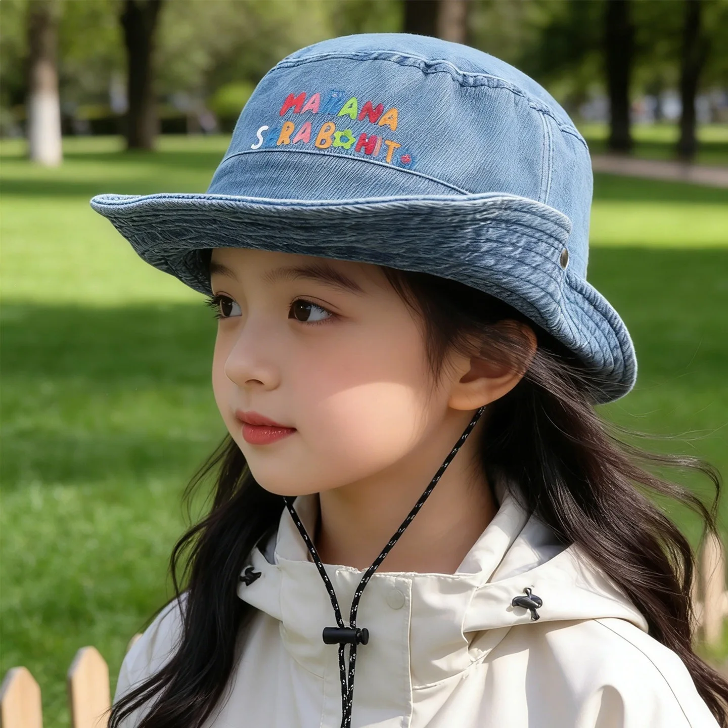 

Детская джинсовая панама для девочек с милым мультяшным принтом медведя, весенне-летняя уличная кепка-козырек для детей на каждый день