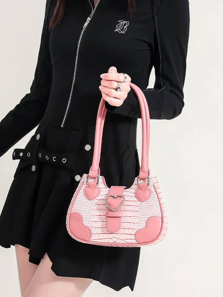 AILUXI Original Designer Punk Style Hobo Bag Luxury Crocodile Pattern Y2K Shoulder Crossbody Fashion Female Bag for Cosmetics