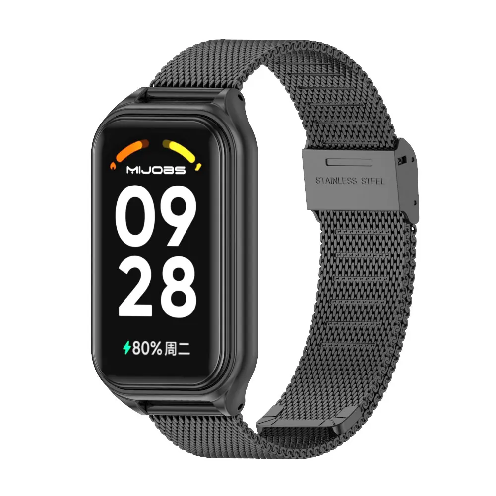 Mi Band 8 Active Strap Bracelet for Mi Smart Band 8 Active Stainless Steel Metal Watchband Miband 8 Correa Mi Band 8 Active