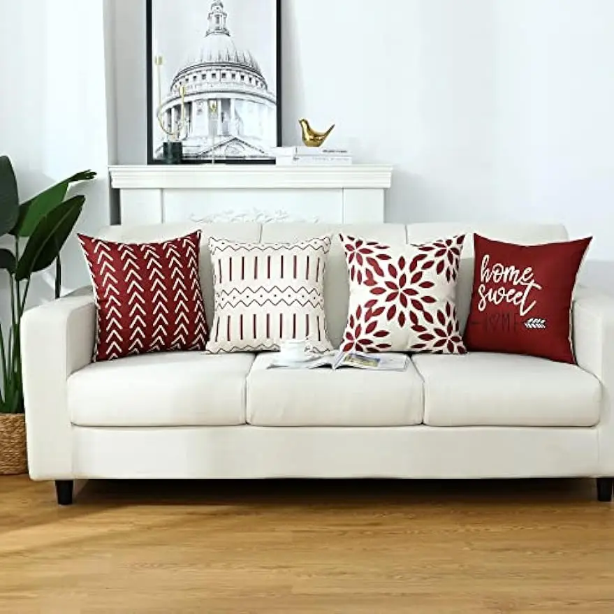 Cushion cover 45x45 cm square red geometric modern decorative cushion cover for pillows living room sofa home decor