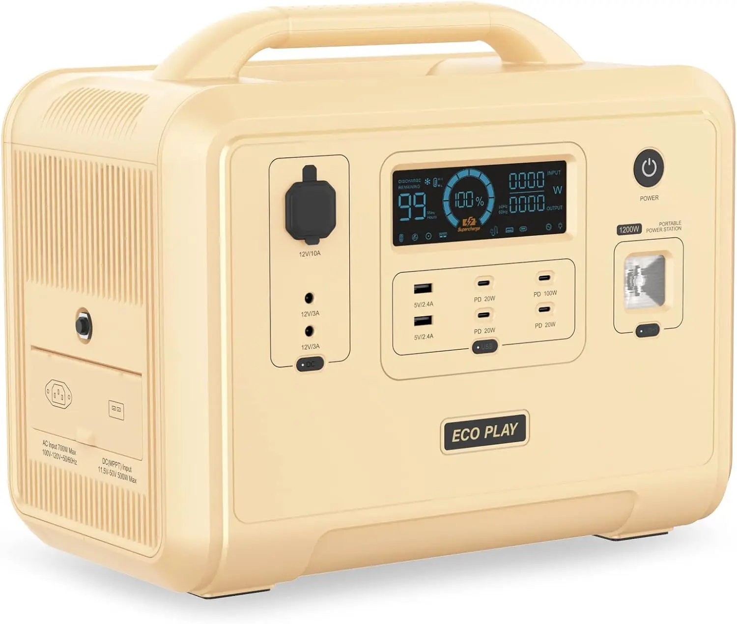 

Portable Power Station 1200W, 960Wh LiFePO4 (LFP) Battery, Fast Charging, Solar Generator with 4 AC Outlets/USB/DC for Outdoor C