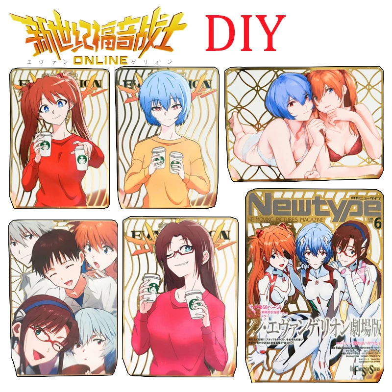 

NEON GENESIS EVANGELION DIY CARDS HOMEMADE Ayanami Rei Makinami Mari Illustrious Collectible cards for holiday gifts