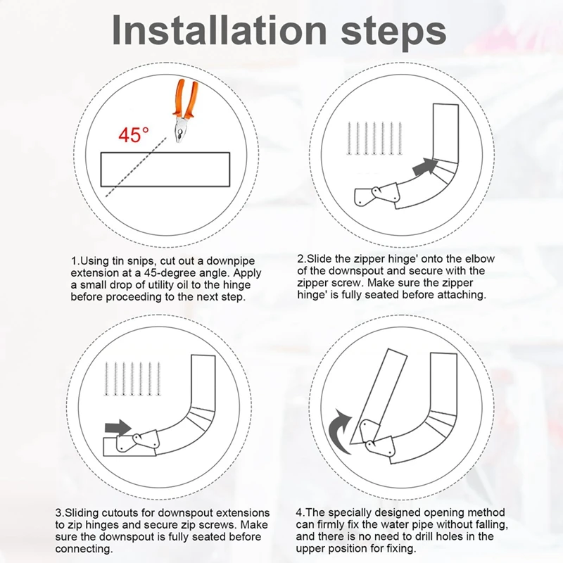 6Pcs Stainless Steel Downspout Extension Hinge Gutter Extension Can Easy Installation