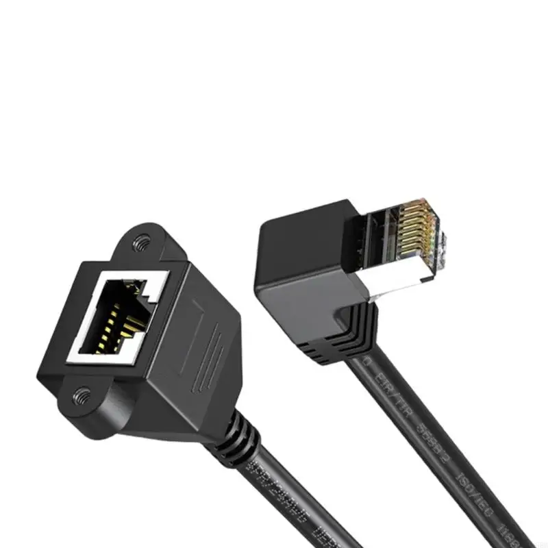 D5BB محمي CAT6 RJ45 موسع كابل محول زاوية مرنة محول FTP لشبكات CAT5E CAT5