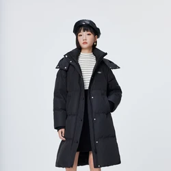 Metersbonwe-Doudoune longue à capuche pour femme, optique, manteau d'hiver, dames, nouvelle mode, vestes chaudes, décontracté, blanc, 2023