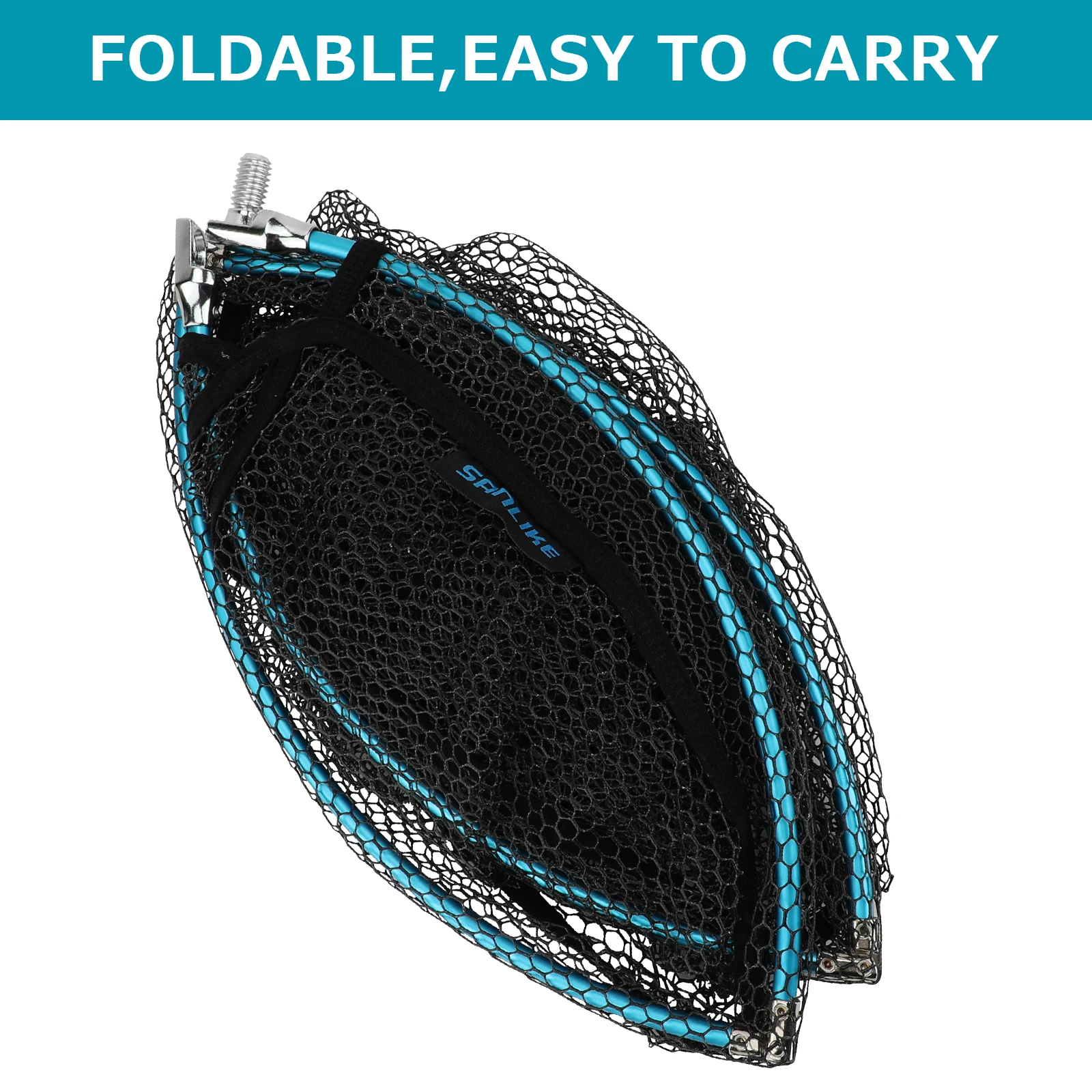 SANLIKE Fishing Net Collapsible Black Coated Dip Mesh Portable Handle Landing Net Aluminium Frame Fishing Tackle