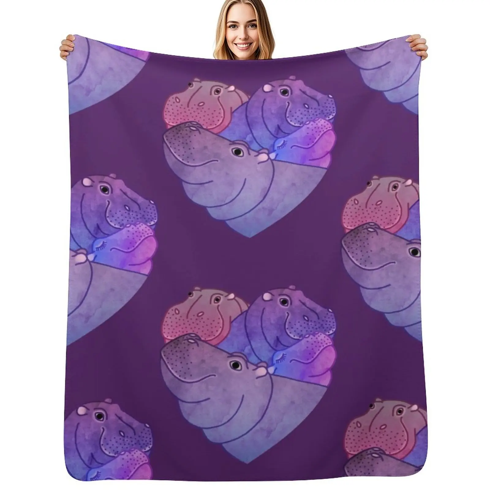 

Heart Hippos Throw Blanket Blankets Sofas Of Decoration Bed covers Luxury Designer Large Blankets