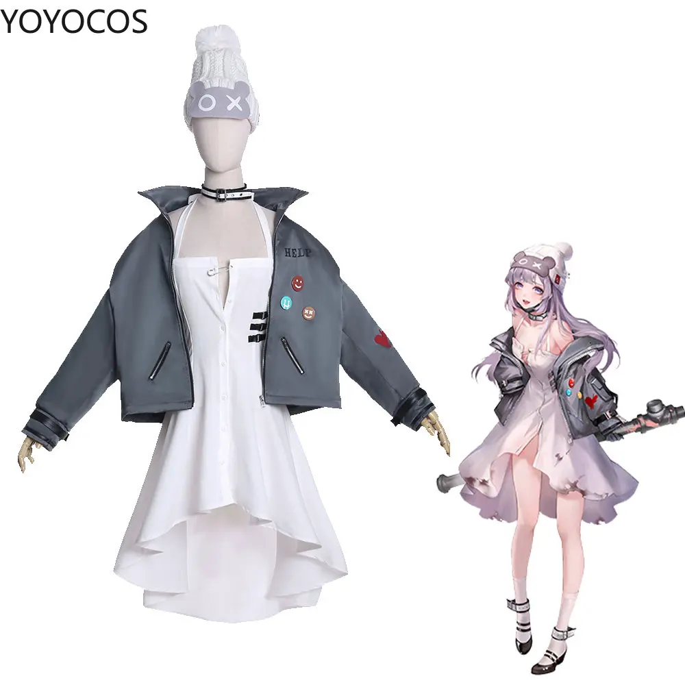 YOYOCOS Game Path To Nowhere Cosplay Hella Costume White Dress Suit Woman Lolita Skirt Coat Hat Halloween Christmas Party Clothe