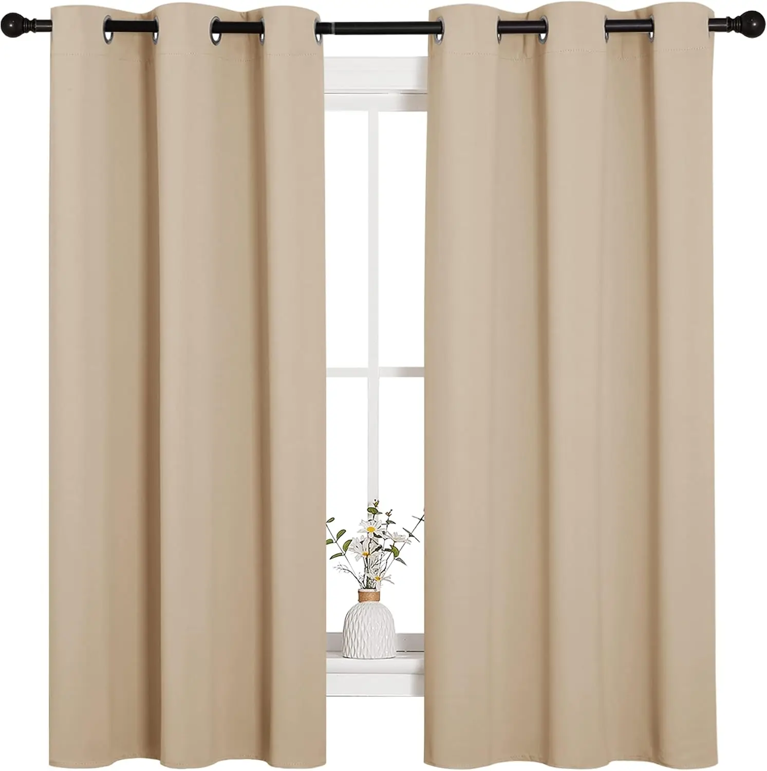 

Thermal Insulated Grommet Room Darkening Curtains/Draperies/Panels for Bedroom (2 Panels, W42 x L63 inches, Biscotti Bei