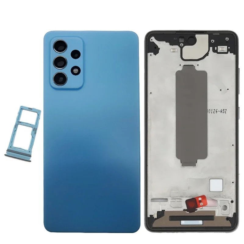 A52 4G middle frame For Samsung Galaxy A52 A525 Back Battery Cover Door Rear Housing Case Lens With SIM Card Tray