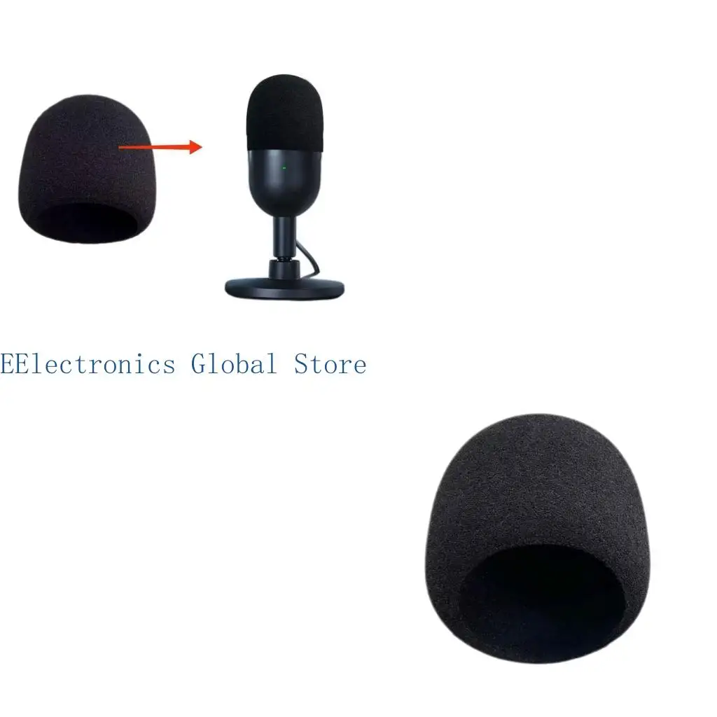 462B Mic Foam Cover for Seiren V3Mini, Black Slip On Windscreen for Everyday Voice Setups Recording Cleaner Voice Pickup