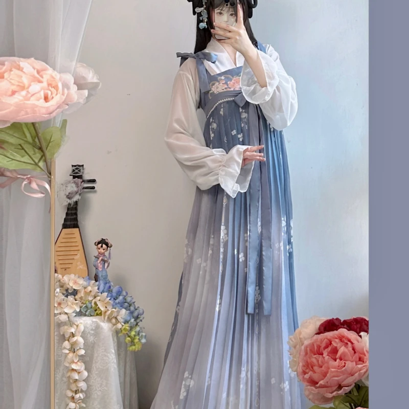 

Chinese Style Traditional Hanfu Cosplay Costume Princess Dresses Women Tang Dynasty Sweet Floral Print Fairy Dance Stage Dress