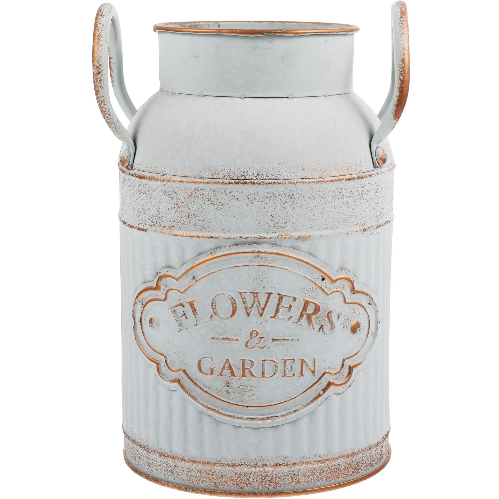 Retro Galvanized Metal Flower Vase Bucket with Handle Creative Planter Pot for Flower Arrangement Farmhouse Decor Vintage Tin