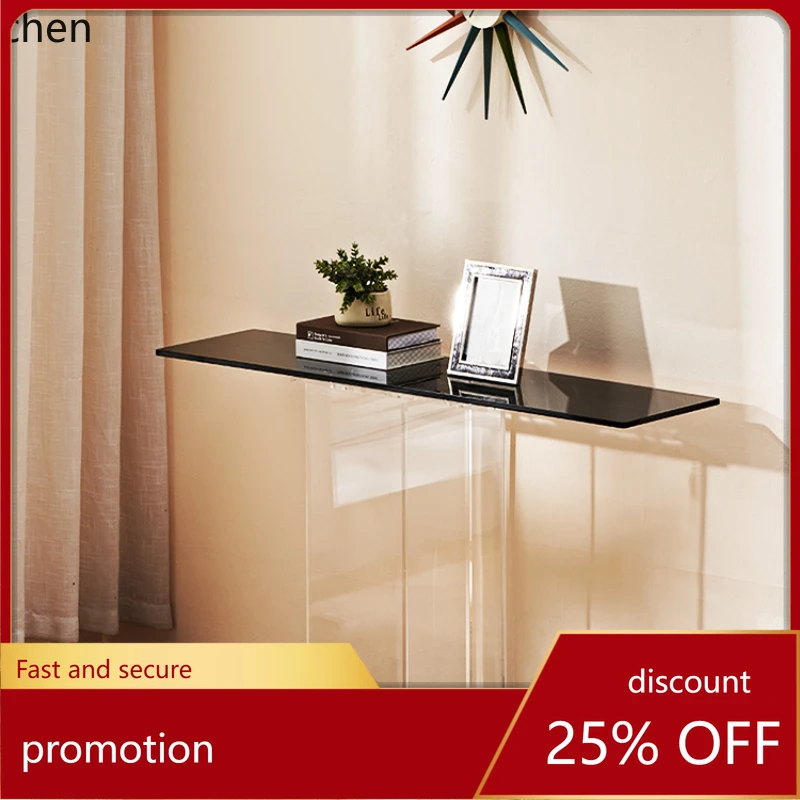 HT simple glass entrance table aisle long narrow table entrance door acrylic table foot corridor home decor