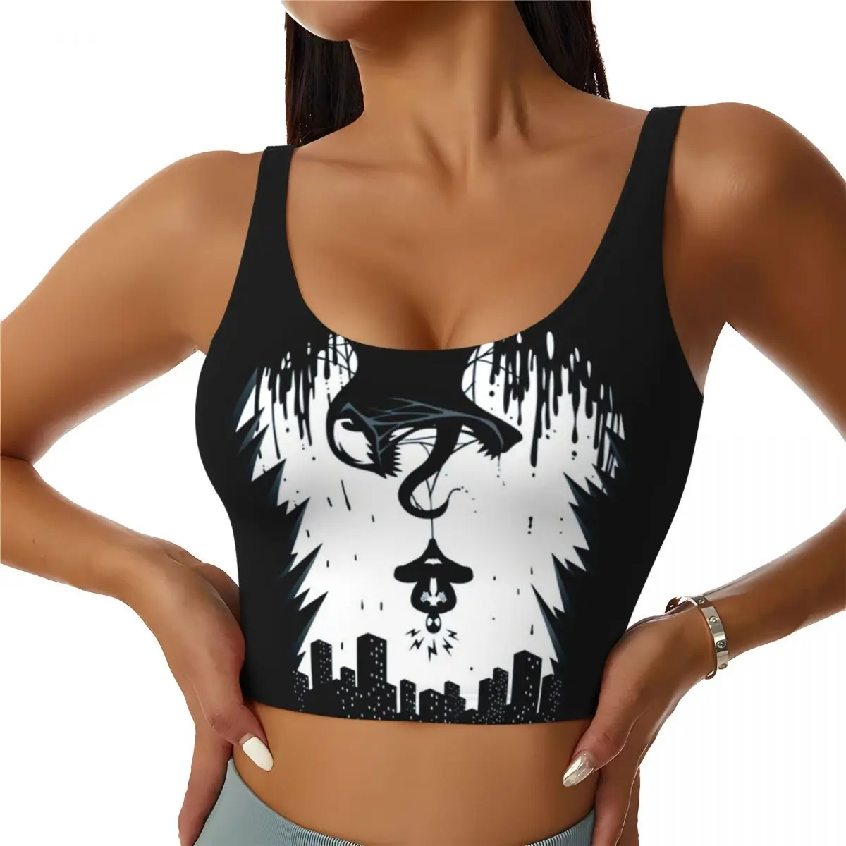 Custom Women's Spider Man & Venom Sports Bra High Impact Gym Workout Running Crop Tank Tops