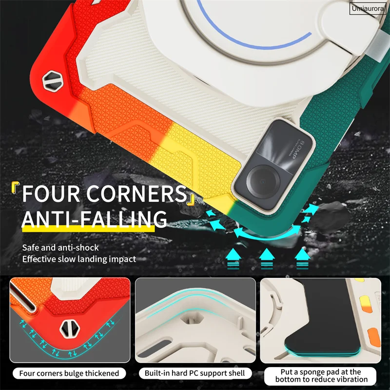 For Xiaomi Redmi Pad SE 8.7 Pro 12.1 10.6 Mi Pad 5 6 11 inch 6S Pro 12.4 Tablet Case Shockproof Silicon PC Pull Ring Stand Cover
