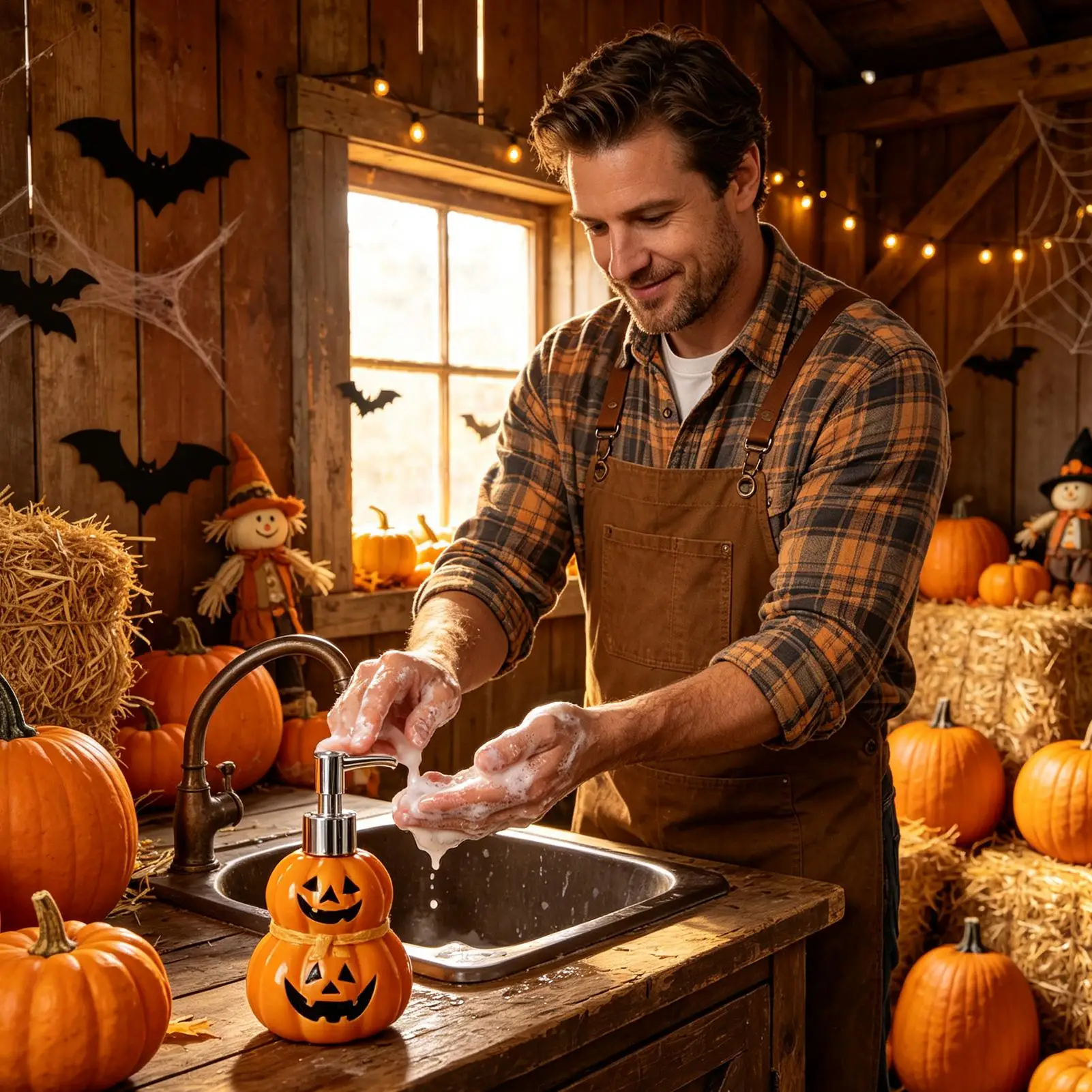 Soap Dispenser Decorative Ceramic Pumpkin Liquid Bottle Fall Soap Dispenser For Bath Kitchen Countertop Thanksgiving Hotel Home