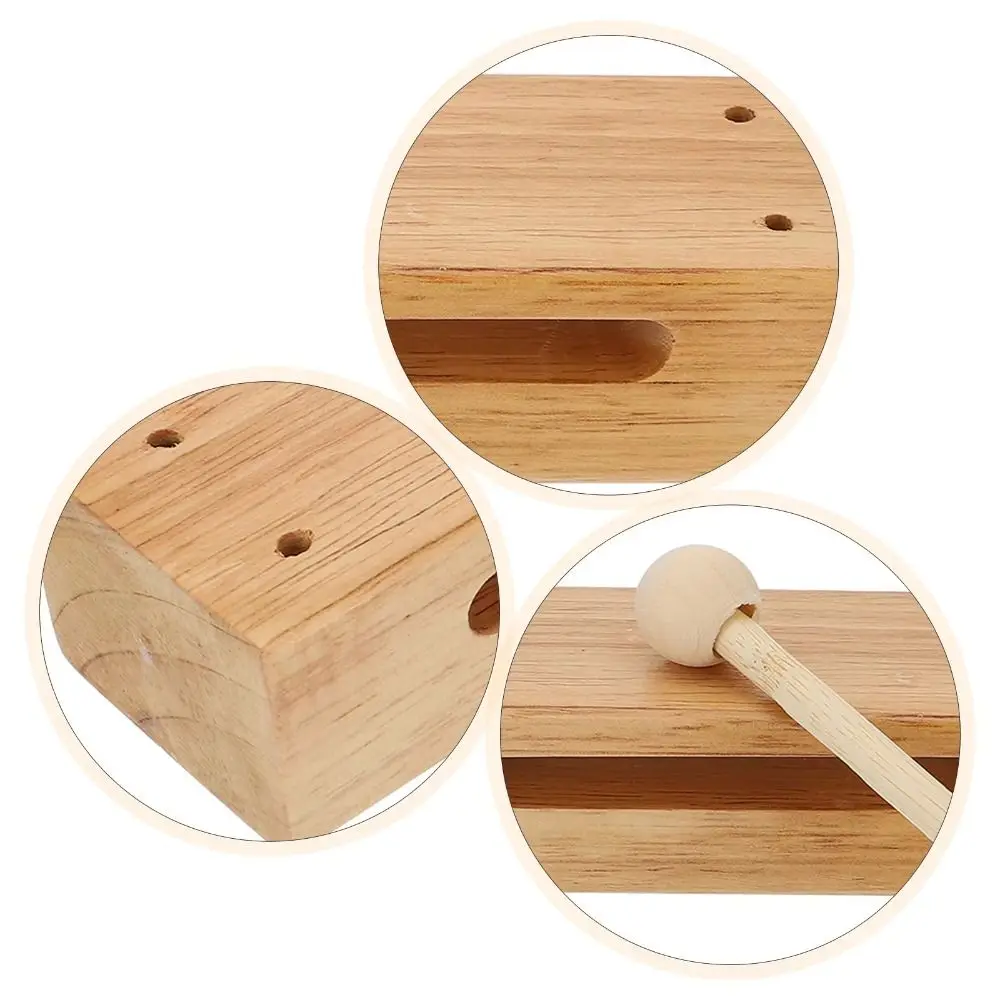 

Square Percussion Instruments Wood Beaters Handheld Musical Rhythm Block with Mallets Double Tone Beaters Sticks