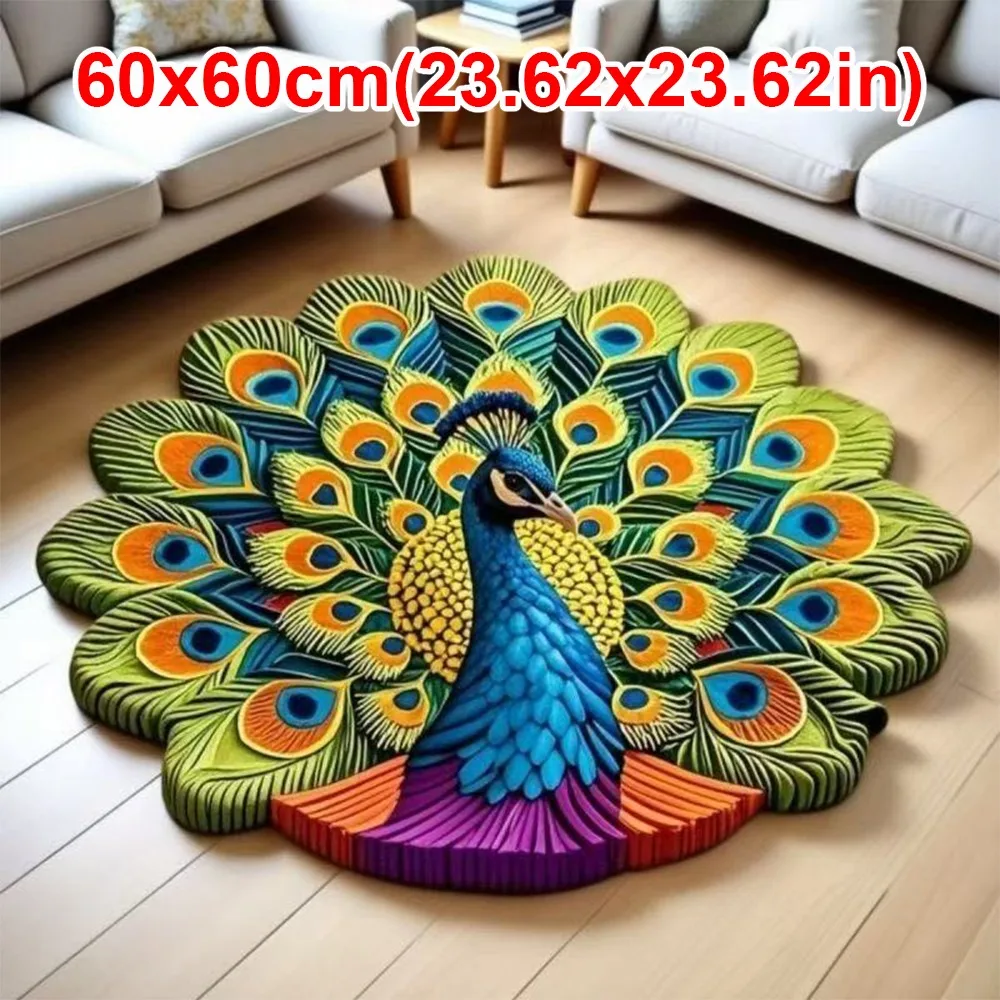 Special-shaped Peacock Carpet Soft Absorbent Bathroom Floor Mat 40x40cm/60x60cm/80x80cm/100x100cm Non-slip Peacock Mat
