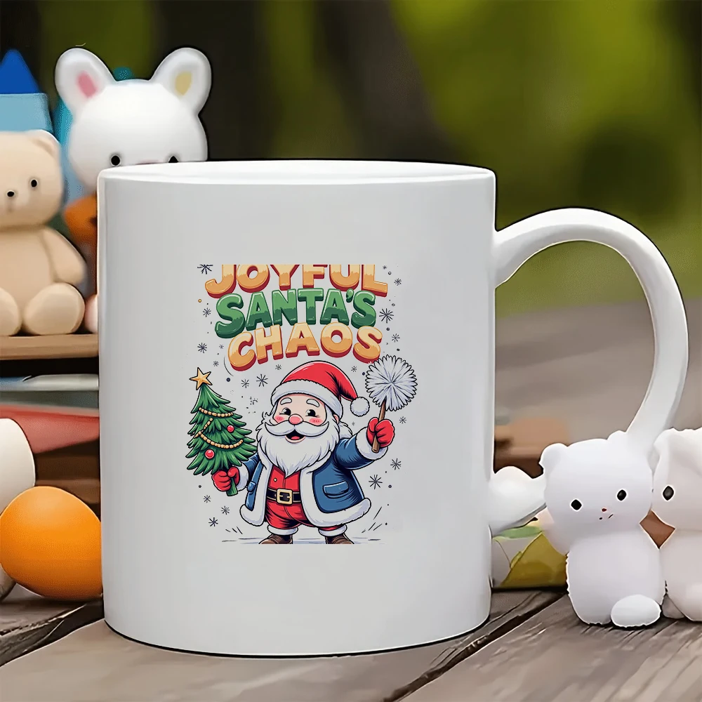 

11oz Cup + Santa Claus Joyful Celebration Design + Christmas Gift - Kids Water Bottle Family Office Coffee Mate