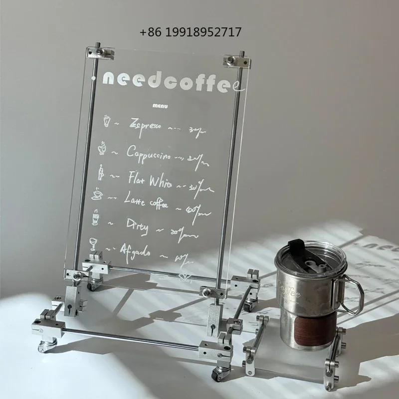 Designer Acrylic Menu Holder Metal Coffee Shop Accessories Transparent Price List Stand for Restaurant Counter Desktop Display