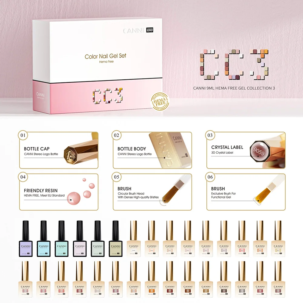 CANNI HEMA FREE Nagelgellack VIP Kit Farbkarte Diamond Top Coat 30 Stück/Set 9 ml Soak Off UV LED Nagelmaniküre CC1 bis CC7 Kit – Detail 19