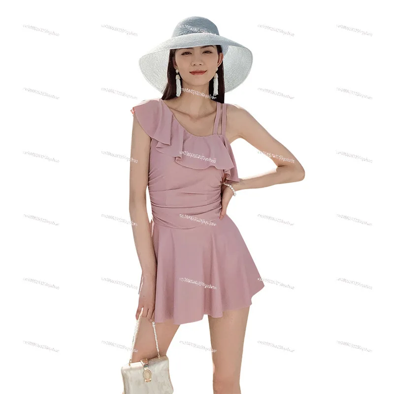 

Купальник Tide, женский цельный тонкий консервативный живот, закрывающий край листа лотоса, сказочный веер, женский цельный купальник с плоским углом