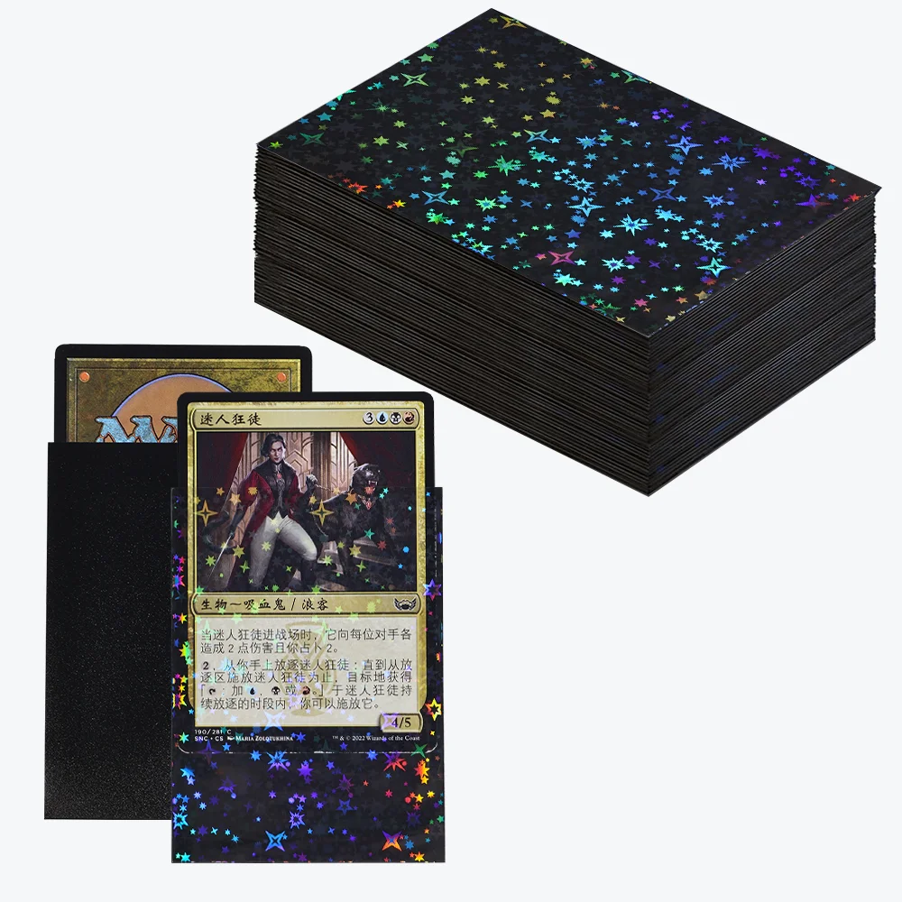 60 Stück Holografische Sternkartenhüllen Standardgröße 66x91mm für TCG/MTG Spielkarten Idol-Foto Sportkarten Schützen Sie Ihre Karten – Detail 10