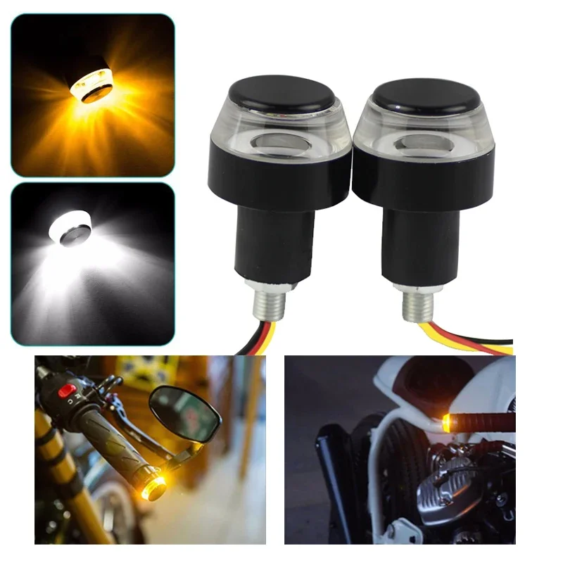 1/2 Pcs Motorcycle Turn Signal Light Led Motor Hand Grip Lamp Universal Side Lights Vehicle Modification Styling Accessories 12V