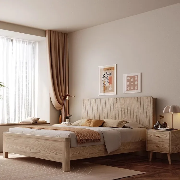 سرير من خشب الرماد الشمالي قابل للتخصيص