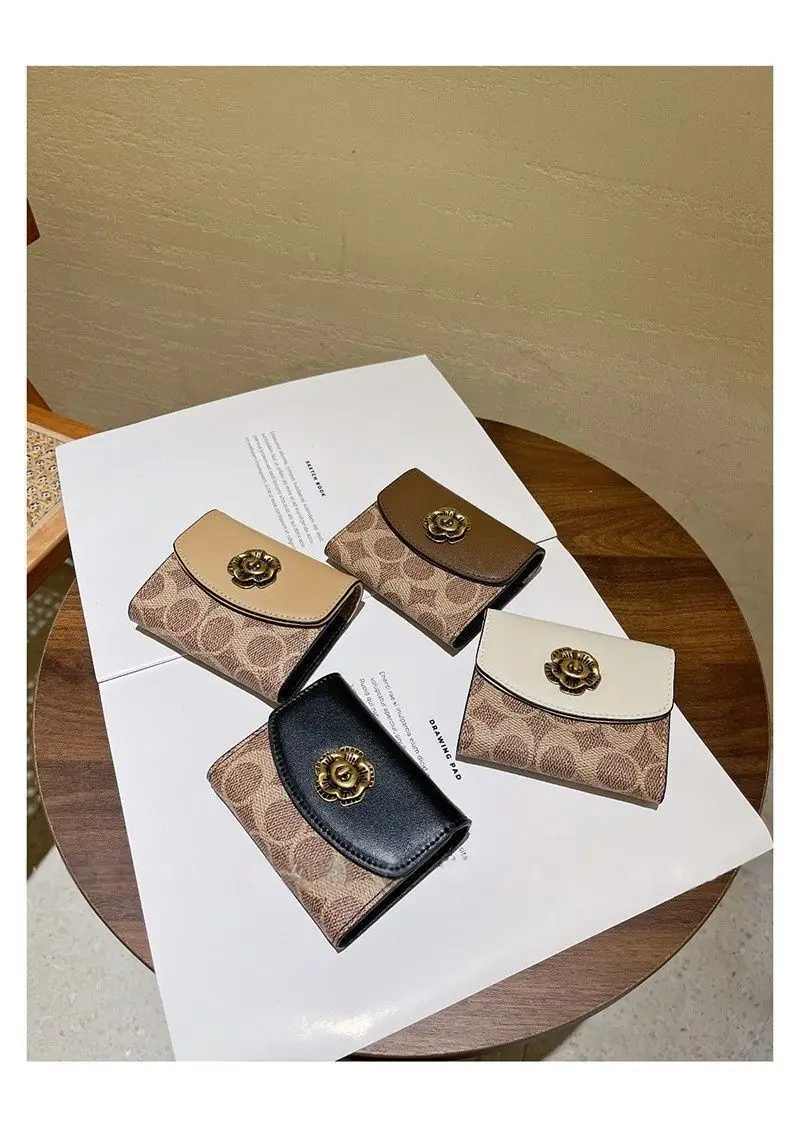 High End Camellia Organ Card Bag Exquisite Zero Wallet Multi Slot Light Luxury Retro Fashion Multi Functional Storage Wallet