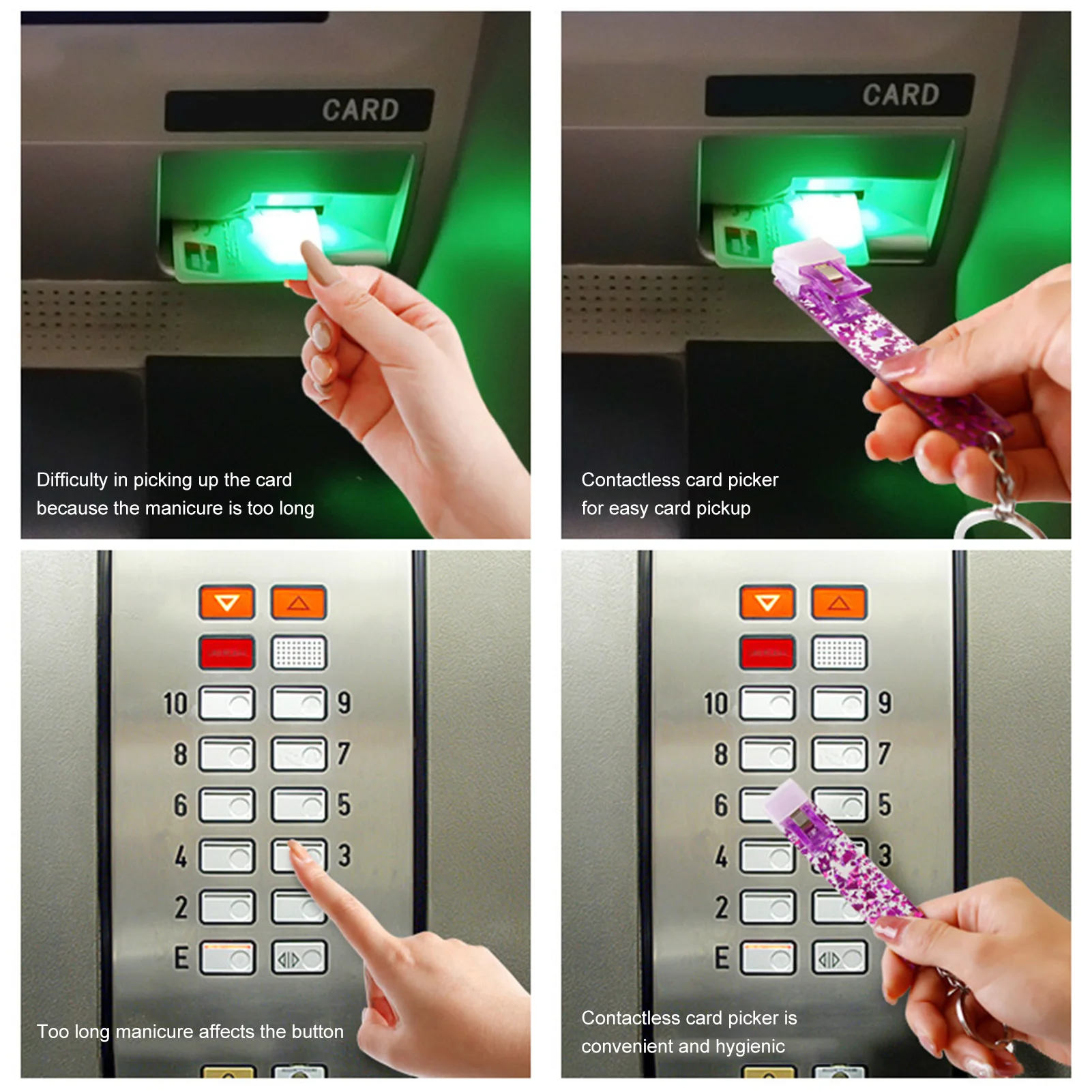 بطاقة الائتمان مجتذب بطاقة باردة المنتزع للأظافر الطويلة عدم الاتصال ATM بطاقة الخصم كليب المفاتيح حماية الأظافر الطويلة للفتيات Wom #3