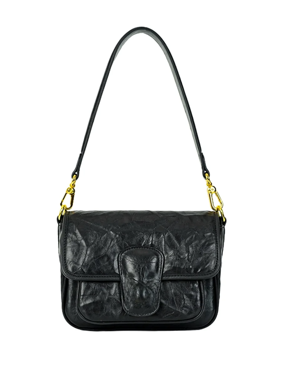 

Bla Leather Jacobon Underarm Bag Women's Faion Trend Magnetic Bule Closure Soft Cowhide Small Size Envelope ape Cross...