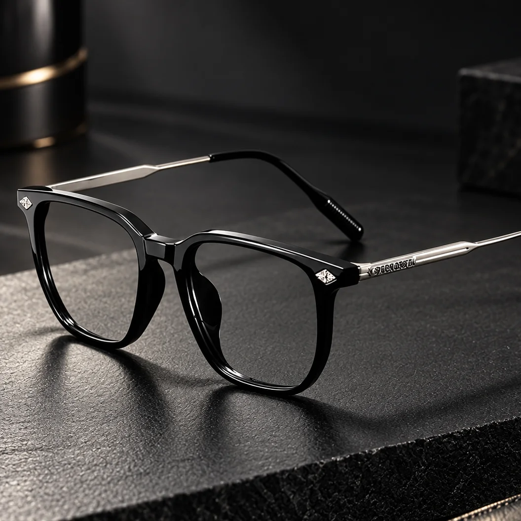 Fashion Square Anti Blue Light Glasses Men Women Oversized Retro Optical Eyewear Metal Temples Computer Spectacles Eyeglasses