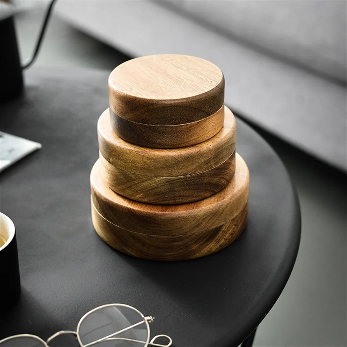 Ceniceros de madera RANA con tapa Cenicero cubierto a prueba de viento con revestimiento de acero inoxidable Cenicero para interiores y exteriores, 11 x 4,5 cm