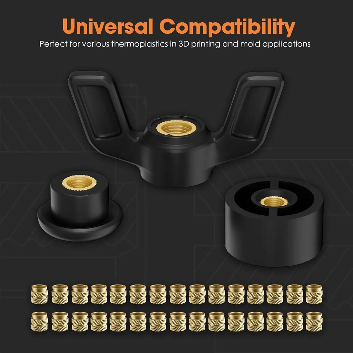 ABJY Inserts filetés thermocollants, insert thermocollant pour composants d'impression 3D et pièces en plastique – Écrous moletés (100 pièces)