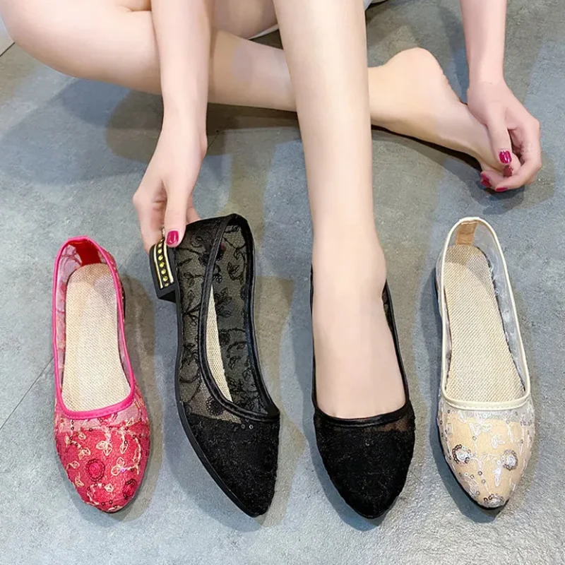 New summer flat mesh women's shoes casual non-slip hollow women's sandals