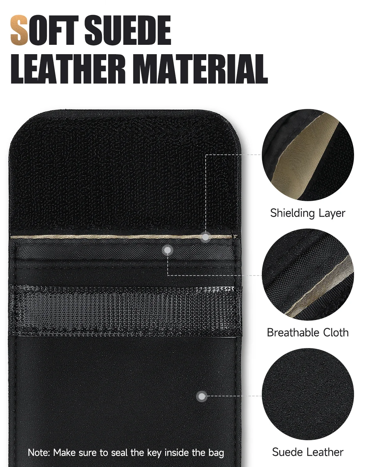 Faraday Pouch for Car Keys Car RFID Signal Blocking Faraday Bag Holder Key Fob Protector Cage Pouch Block Signal Anti-Theft Case view 4