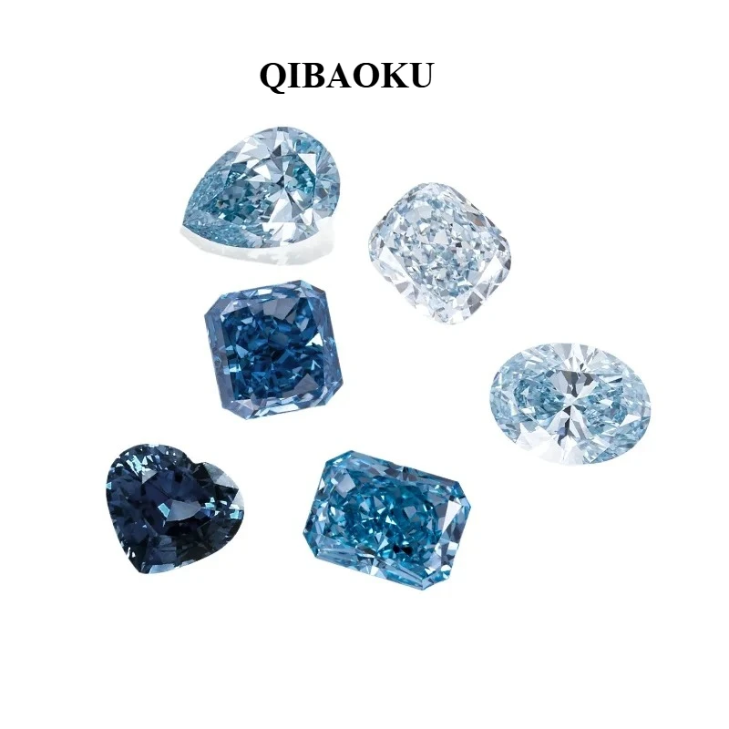 QIBAOKU Jewelry Fancy Blue Colored Diamond with IGI Certificate HPHT CVD Color Lab Grown Diamonds Wholesale Wedding Gift 2026